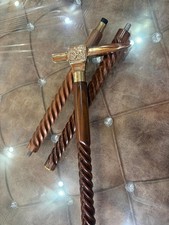 Wooden Walking AXE Head Handle Spiral Shaft Cane Stick For Men,Christmas Gift