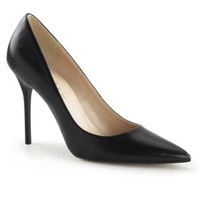 CLASSIQUE-20 Pleaser Damen High-Heels Pumps schwarz Lederlook spitz geschnitten
