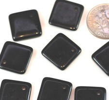 Square Flat Tile Beads, 14x14mm, Jet Black, Czech Glass, 20 Pieces, 251
