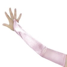 Fingerless 23" Long Bridal Satin Gloves Over the Elbow in 20 colors Pink