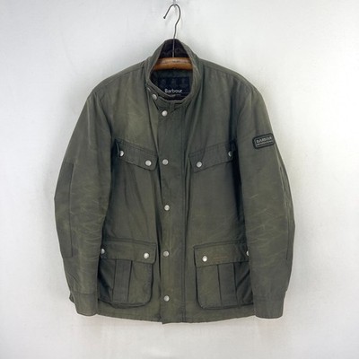 Barbour International Duke Wachsjacke Herren Small Grün Slim Motorrad Biker