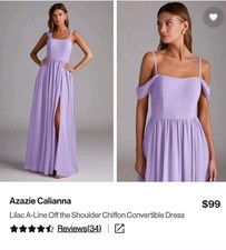 Azazie Calianna NWT Lilac Chiffon Custom Size/A6