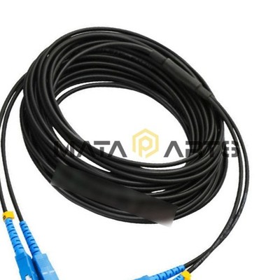 Black Armored Fiber Cable SC-SC UPC SM 9/125 Duplex Fiber Optic Patch Cord 100M