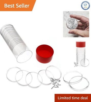 Smart Design Coin Capsule Tube for 20 Silver Coins   Red Lid & Durable Plastic