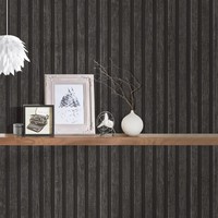 AS Creation Holzlatten Tapete 3D Effekt Texturiert Vinyl Anthrazit 39109-4