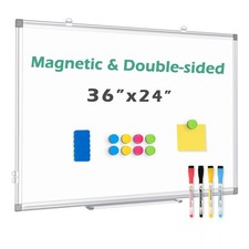 Double Sided Magnetic White Board, 36x24in Dry Erase Wall Board