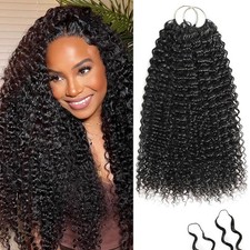 Human Crochet Hair for Black Women Jerry Curly Knotless Feather Hair Extension P