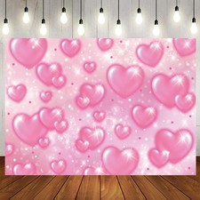 LTLYH 7 5ft Pink Heart Photo Backdrop Early 2000s Party 7x5ft, pink