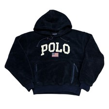 Vintage Ralph Lauren Polo Sport Fleece Sherpa Hoodie Small Made in USA 80s 90s