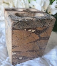 Genuine Marble Bathroom Vanity Brown Tan 2 Toothbrush/Toothpaste Holder