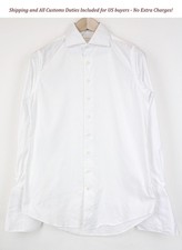 SUITSUPPLY Men's White Slim Cotton Cutaway Formal Button-Up Shirt Size 37