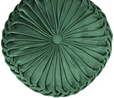 LEVTEX HOME KIMPTON GREEN VELVET  ART DECORATIVE THROW PILLOW 16" ROUND TUFTED