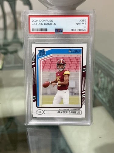 2024 Panini Donruss Rated Rookie Jayden Daniels #389 PSA 8 Washington Commanders