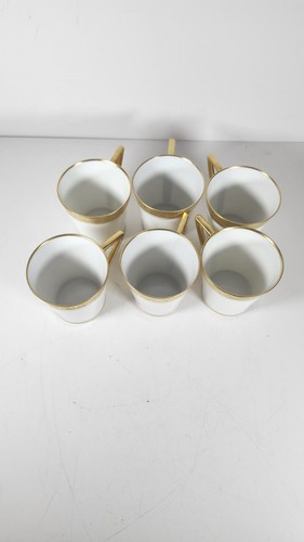 Set of Six Hutschenreuther Selb Gold-Rimmed Cups White Small Ceramic 6 Pcs - Picture 10 of 15