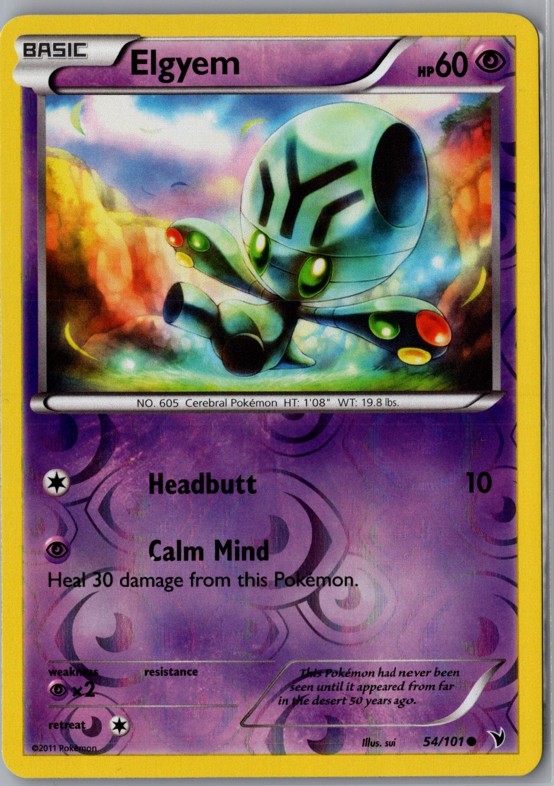 Elgyem 54/101 Common Noble Victories Pokemon Reverse Holo Near Mint