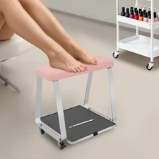 Pedicure Footrest Movable PU Foam Nail Stool Salon Beauty Chair w/ Storage Tray