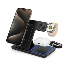 15W LED Fast Wireless Charger Stand 3 in 1 Foldable Charging Station For iPhone