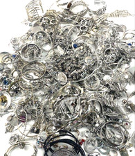 2 Lb Wearable Fashion Costume Silver Tone Jewelry Lot Random Assortment BULK LOT