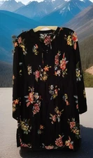 Old Navy Dress S Flowy Rayon Hippie Floral Cottagecore Lace Up Pintuck Bodice