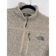 The North Face Mens Medium Fleece Pullover Top Quarter Zip Tan Speckled