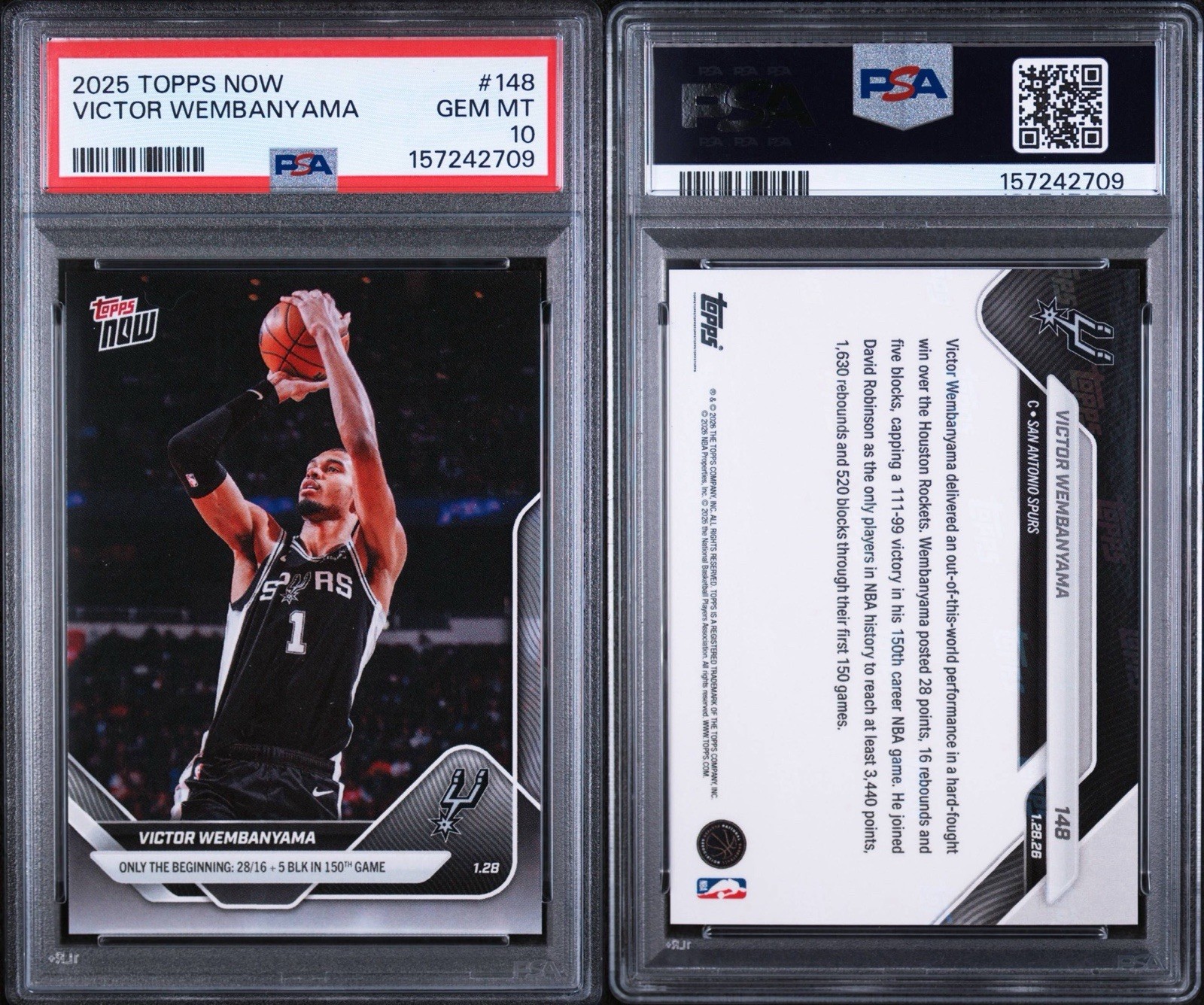Victor Wembanyama PSA 10 Topps Now 148 view 3