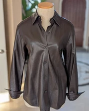 Lafayette 148 New York Brown 100% Lambskin Leather Jacket Zip SZ 6