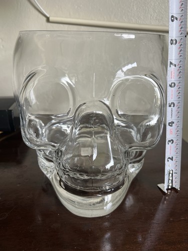 Rare Large Glass Skull Punch Bowl Ice Bucket Candy Halloween By Williams Sonoma - Picture 5 of 16