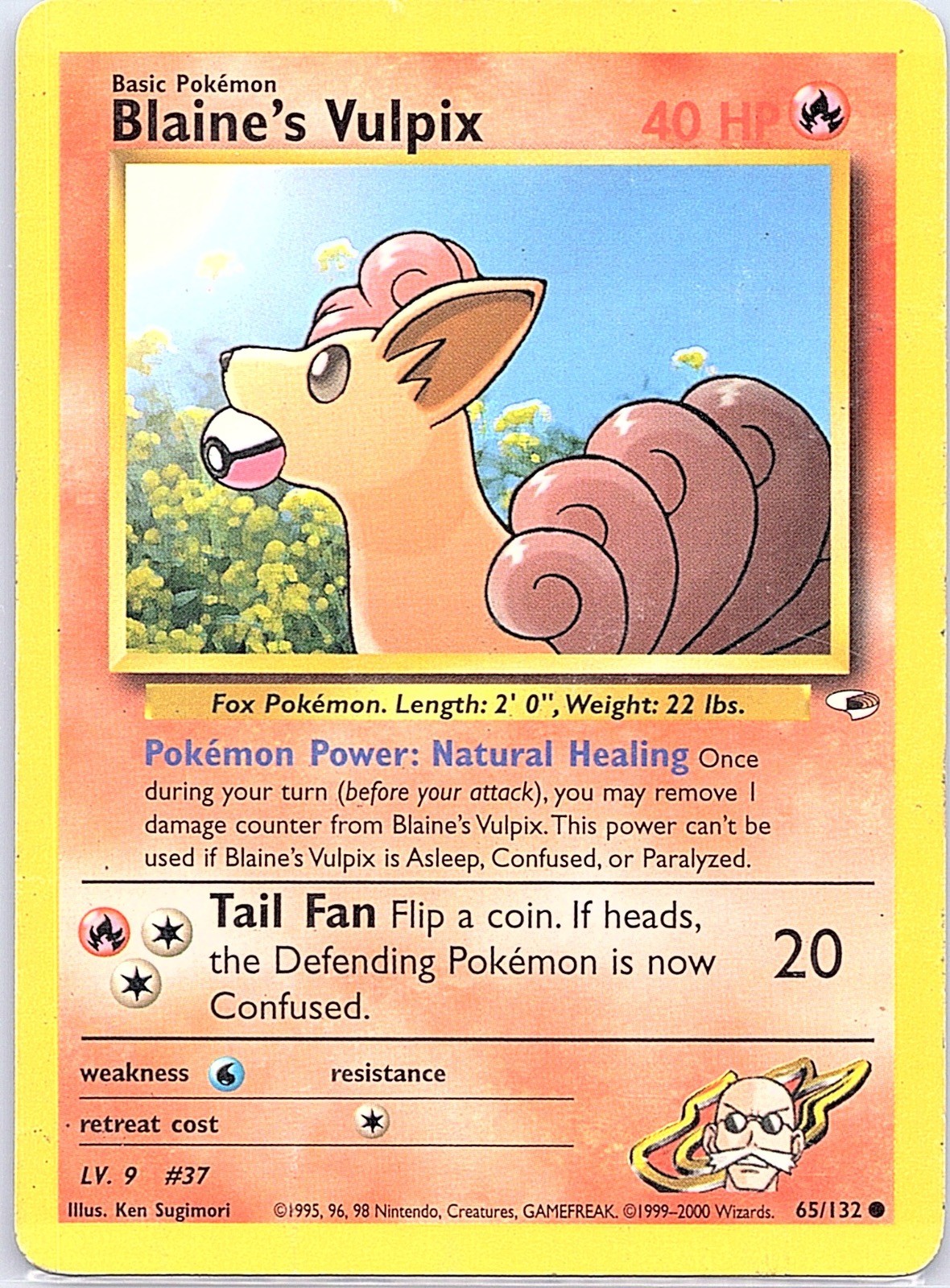 Blaine's Vulpix 65/132 Common Gym Heroes Pokemon Unlimited Heavily Played