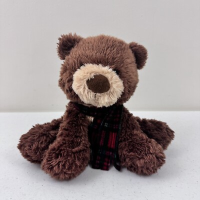 Aurora Brown & Tan Teddy Bear With Plaid Scarf Stuffed Animal Plush Toy 2016