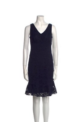 donna karan Lace Pattern Mini Blue Dress S