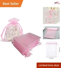 50 Pink Sachet - Durable Organza Gift Bags with Drawstring - Multi-Use Pouches