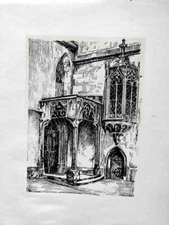 Rothenburg Portal Town Hall Art Sheet Pen Drawing Paul Weigmann Print 26x20cm