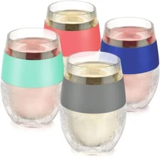 Cooling Cup Set of 4 Plastic Double Wall Insulated Freezable Drink Chilling Tumb