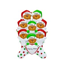 PERSONALIZED Bears in Stockings - Family of 8 Christmas Ornament Keepsake Gift