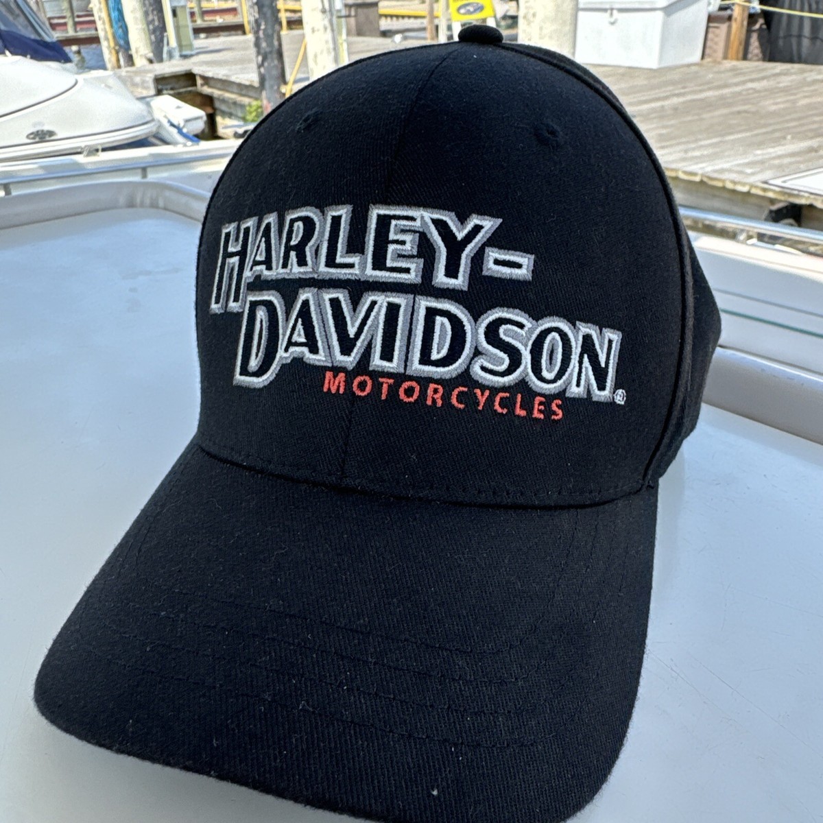 HD Retro Vintage Style Harley Davidson Embroidered Flex Fit Fitted Cap Hat S/M Harley-Davidson® Men main image 3