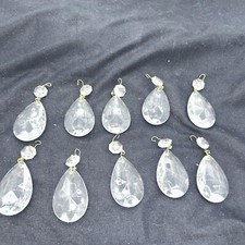 Vtg 10 Crystal Teardrop Glass Chandelier Prisms 2" with 10 Small Round Lot