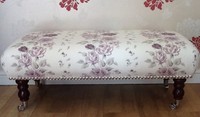 A Quality Long Footstool In Laura Ashley Clarissa Amethyst Fabric A Quality Long Footstool In Laura Ashley Clarissa Amethyst Fabric
