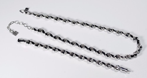Collar y pulsera de adorno semiforma de tono plateado transparente de estrás múltiple - Imagen 7 de 7