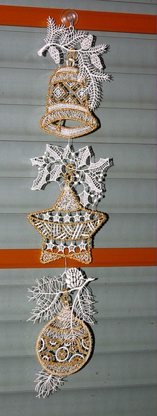 Fensterbild Weihnachten Plauener Spitze Mobile 52 Cm Fensterdekoration Weiß Gold-image