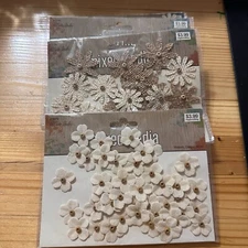 Paper Studio mixed media flowers scrapbooking crafts natural colored lot of 4