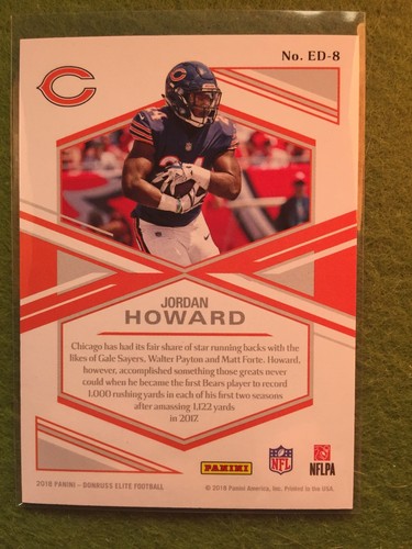 JORDAN HOWARD Gold PRIZM 2018 GOLD REFRACTOR SSP Elite Deck #8 Bears #/10 SP - Picture 3 of 12