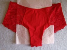 New Victoria  s Secret PINK Red Front Seamless Raw Cut Floral Lace Cheeky Panty