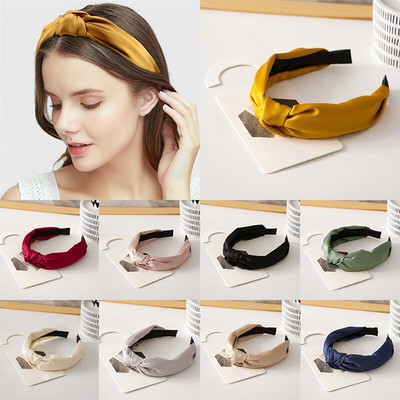 Women Bow Knot Cross Headband Twisted Hair Band Head Wrap Satin