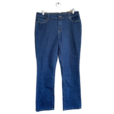 L.L.Bean, Size 14 Regular, Dark Wash, Favorite Fit, High Rise Jeans Straight Leg