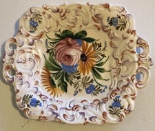 Italy Porcelain Hand-Painted Floral Italian Decorative Plate Reticulated CERAMIC