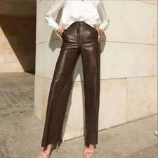 Trouser Leather Soft Stylish Women's Pant Lambskin Leather Handmade Casual Fit