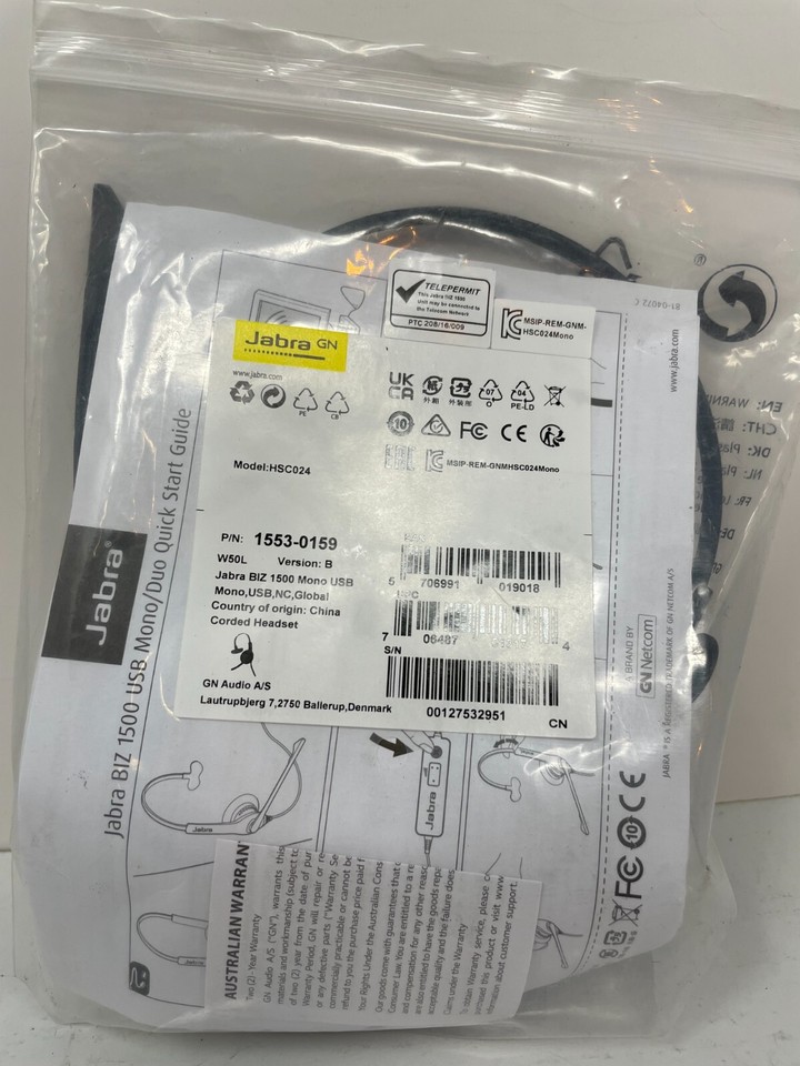 (LOT OF 5)Jabra HSC024 USB Duo Wired Call Center Professional Headset