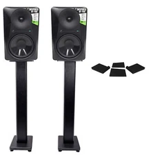 (2) Mackie MR824 8” 85w Powered Studio Monitor Speakers+Stands+Isolation Pads