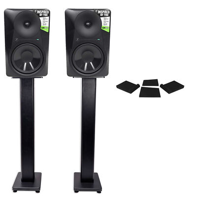 (2) Mackie MR824 8  85w Powered Studio Monitor Speakers+Stands+Isolation Pads
