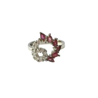 925 Sterlingsilber-Ring 2,15 kt Madagaskar rosa Rubin & weißer Topas   UK-Größe P